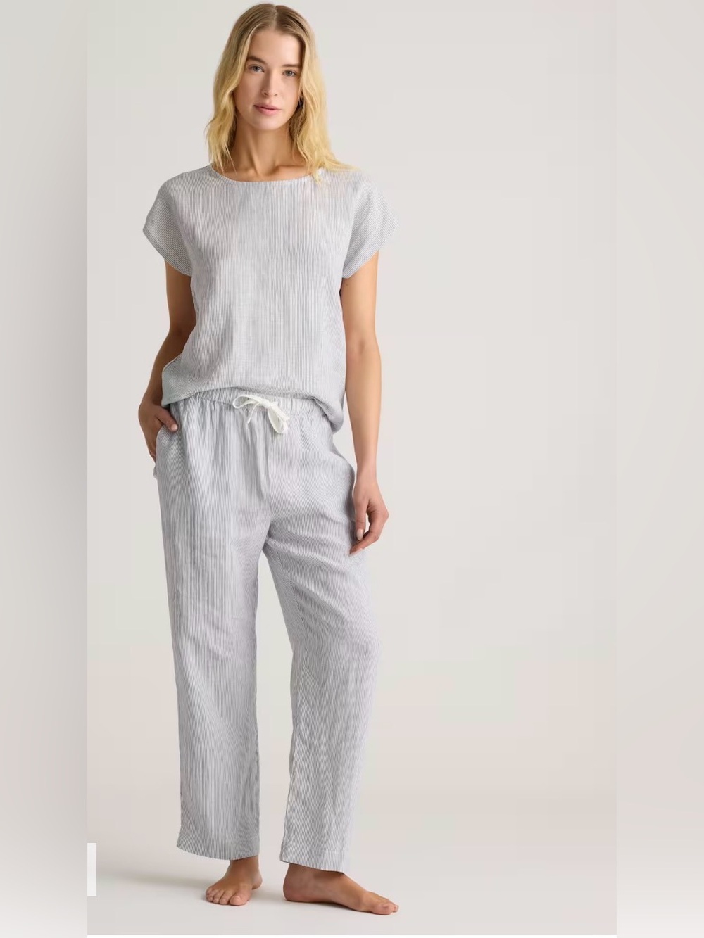 Quince 100% Linen Pajama Pants Pinstripe , Small